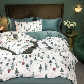 Ensemble de Couette en Coton Égyptien - Motifs Festifs et Confort Luxueux