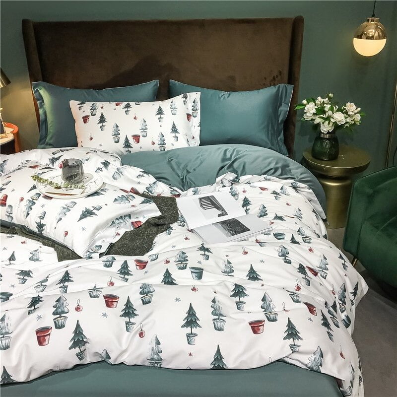 Ensemble de Couette en Coton Égyptien - Motifs Festifs et Confort Luxueux