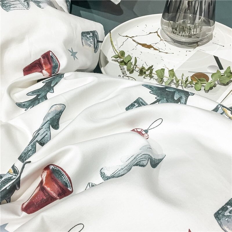 Ensemble de Couette en Coton Égyptien - Motifs Festifs et Confort Luxueux