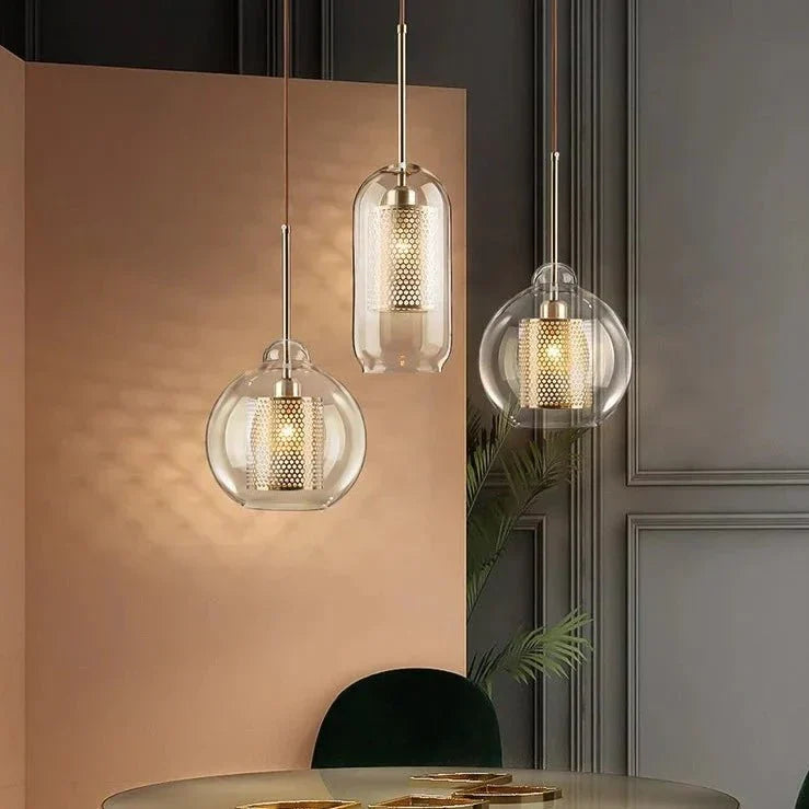 Luminaire Suspendu en Fer et Verre - Élégance Contemporaine pour Votre Espace