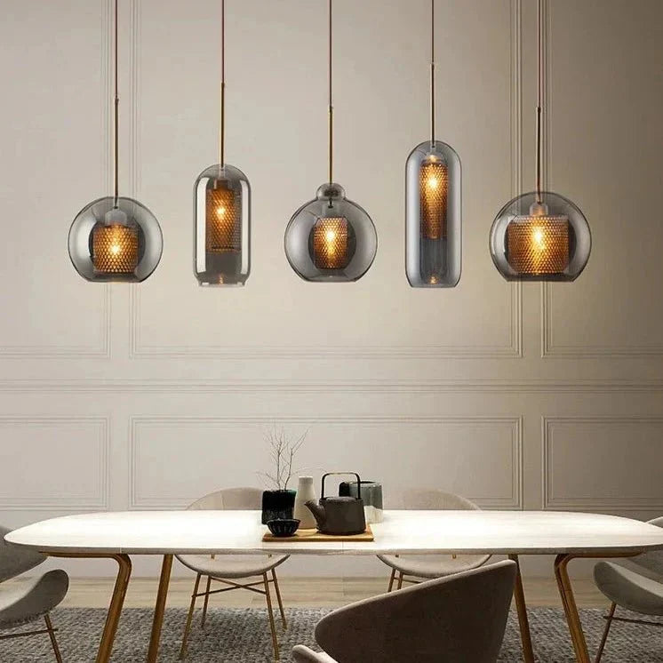 Luminaire Suspendu en Fer et Verre - Élégance Contemporaine pour Votre Espace