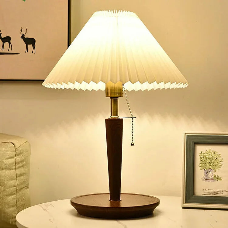 Lampe en Bois Plissé - Éclairage Chaud et Accueillant