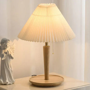 Lampe en Bois Plissé - Éclairage Chaud et Accueillant