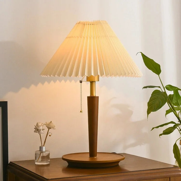 Lampe en Bois Plissé - Éclairage Chaud et Accueillant
