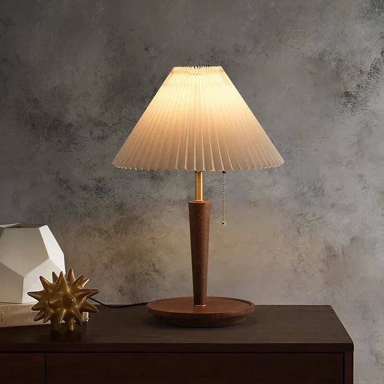 Lampe en Bois Plissé - Éclairage Chaud et Accueillant