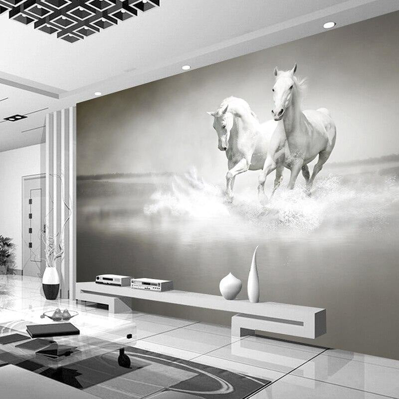 Horses Black and White Wallpaper