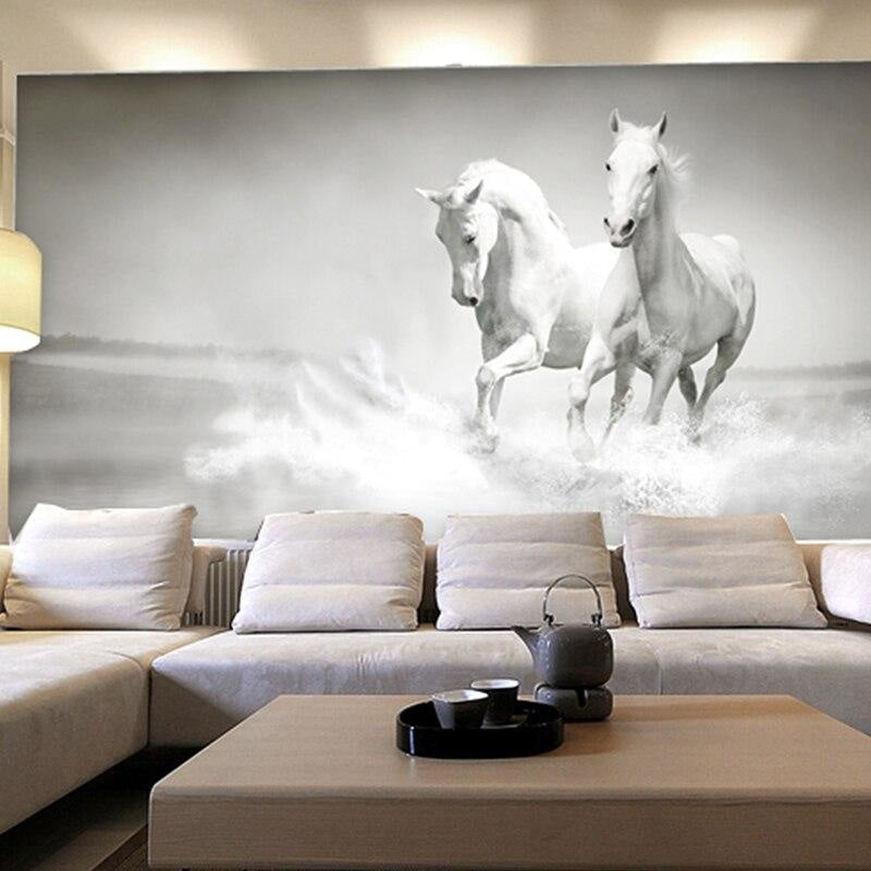 Horses Black and White Wallpaper