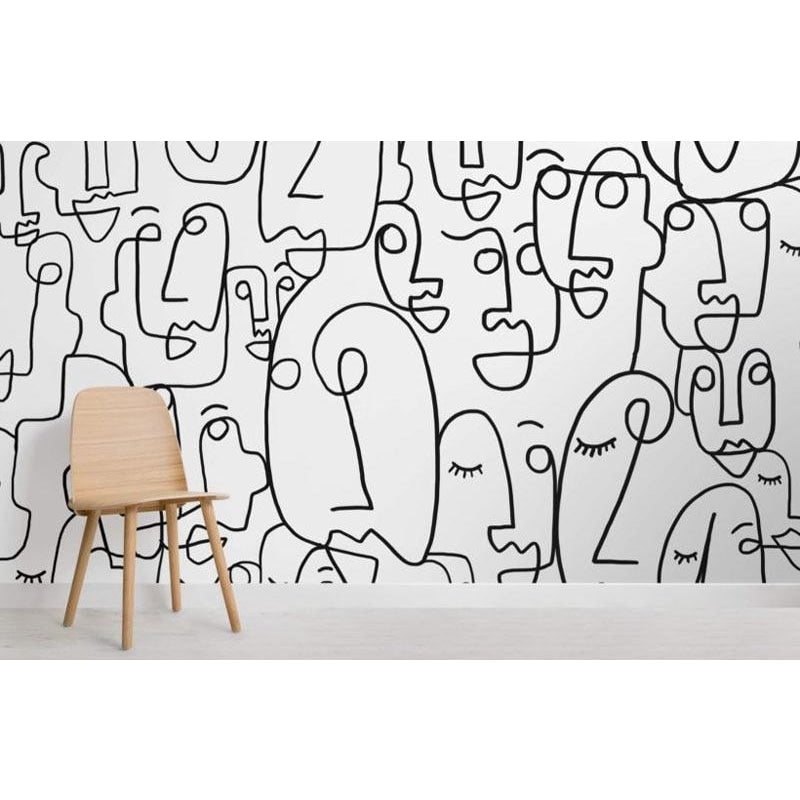 Black and White Line Drawing Wallpaper