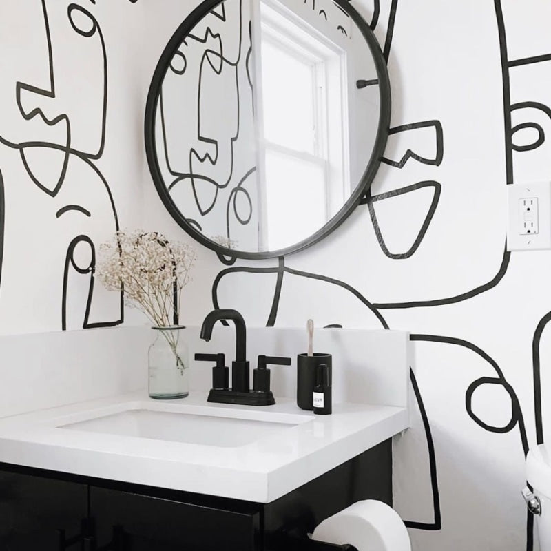 Black and White Line Drawing Wallpaper