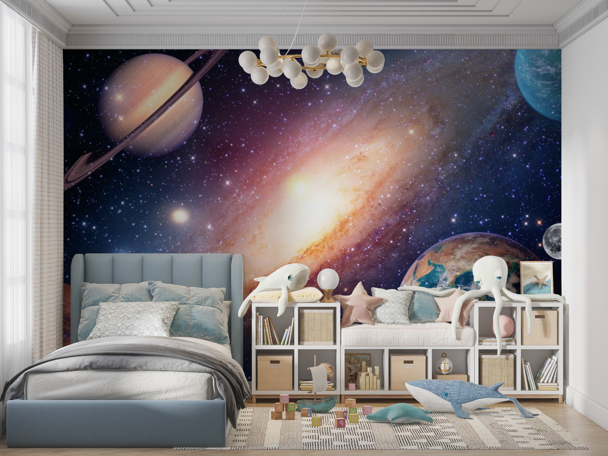 Papier Peint Espace Nébuleuse Et Planètes