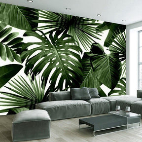 Green Foliage Wallpaper White Background