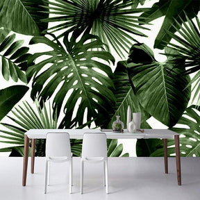 Green Foliage Wallpaper White Background