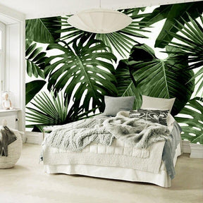 Green Foliage Wallpaper White Background