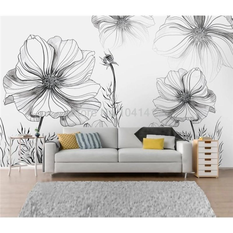 Black and White Floral Wallpaper
