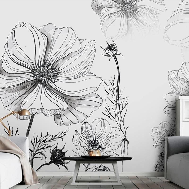 Black and White Floral Wallpaper
