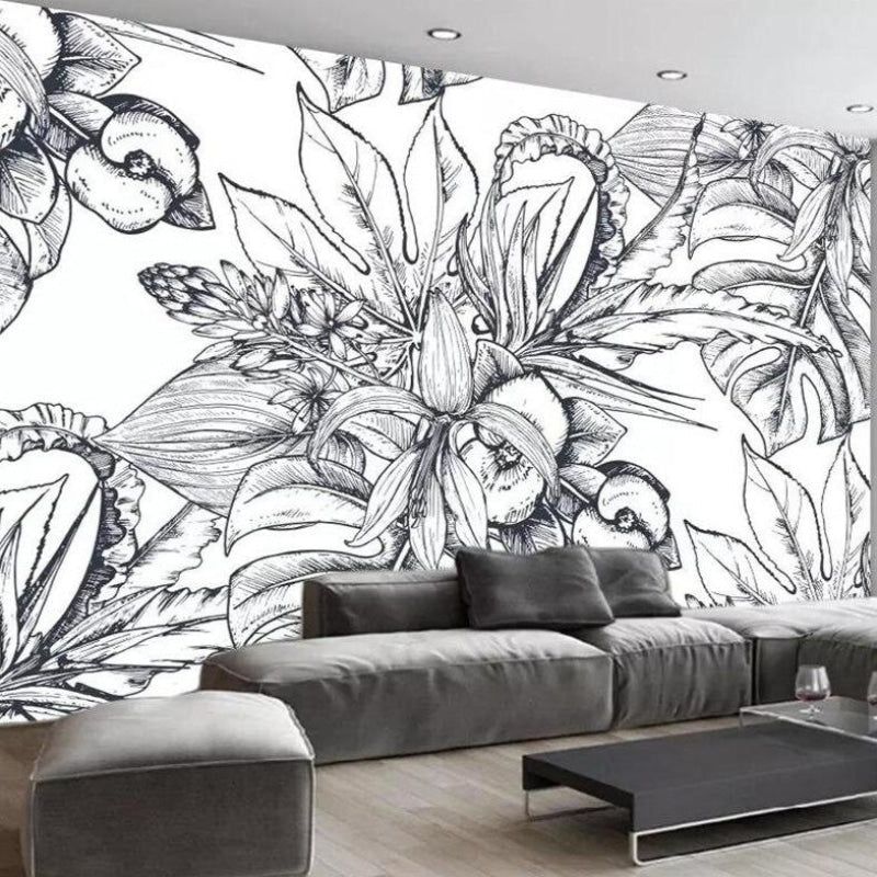 Black and White Floral Wallpaper