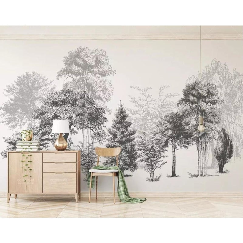 Black and White Forest Wallpaper
