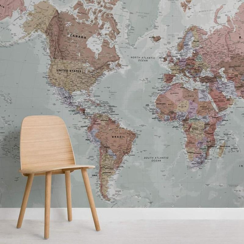 Panoramic World Map Wallpaper