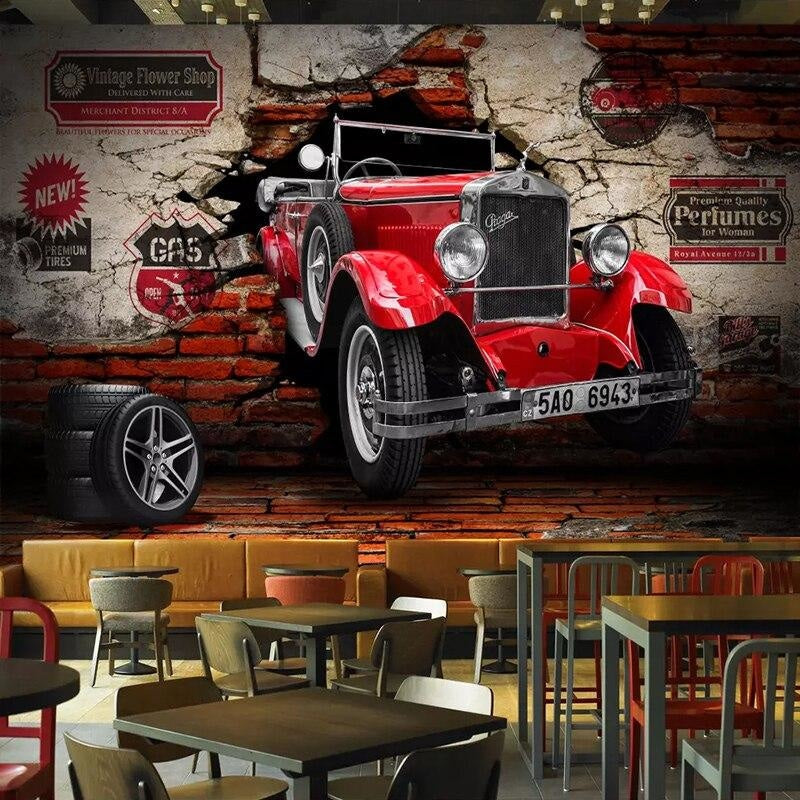 Panoramic Vintage Car Wallpaper