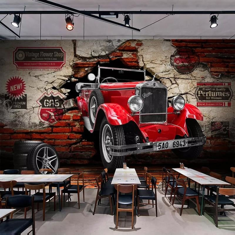 Panoramic Vintage Car Wallpaper