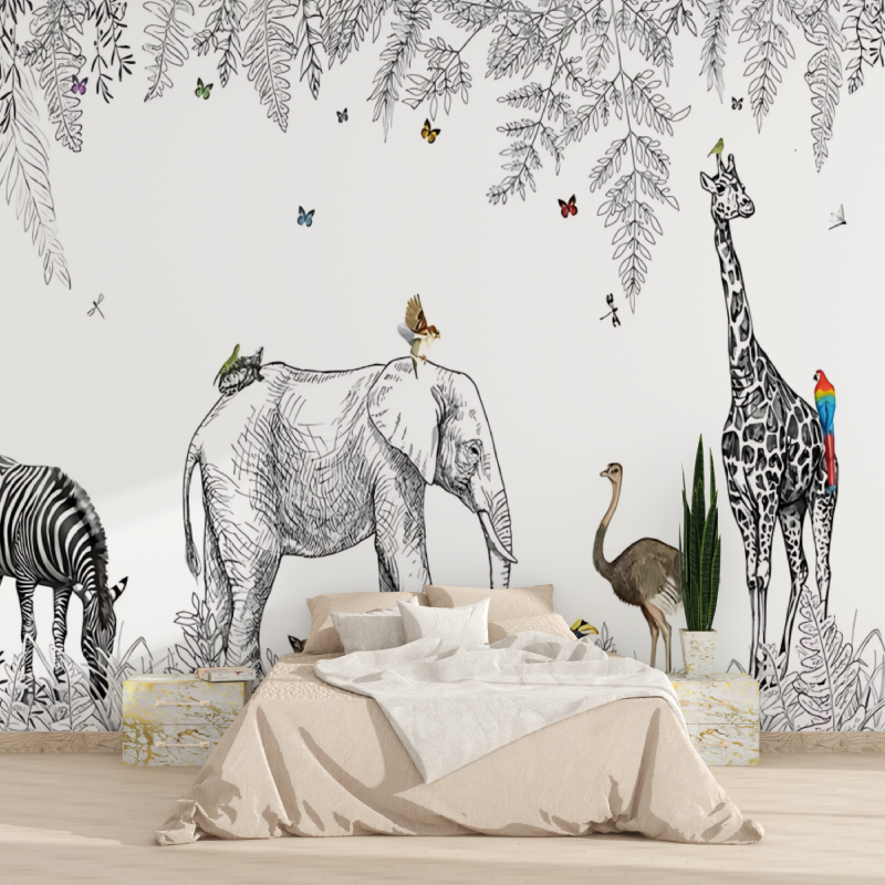 Savanna Black and White Wallpaper