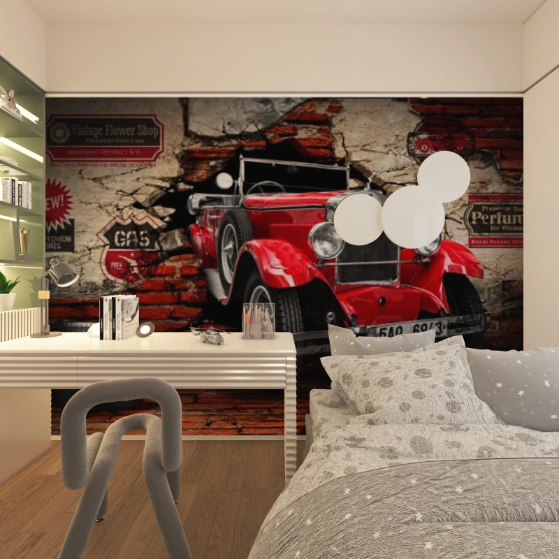 Papier Peint Trompe L'oeil Voiture Vintage