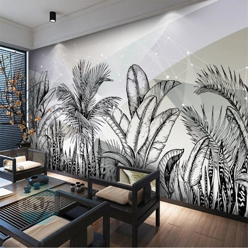 Botanical Wallpaper Black and White