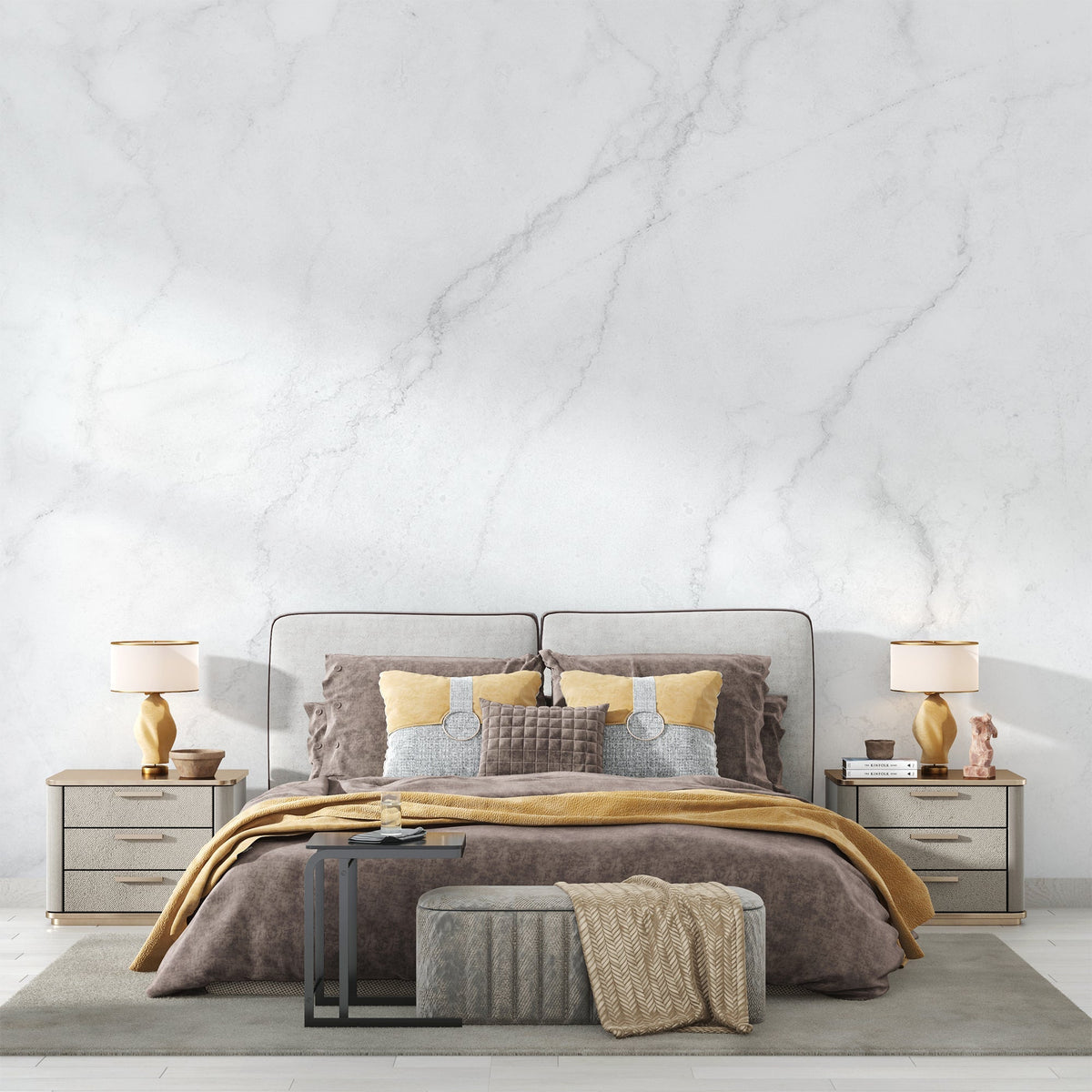 White Marble Effect Wallpaper