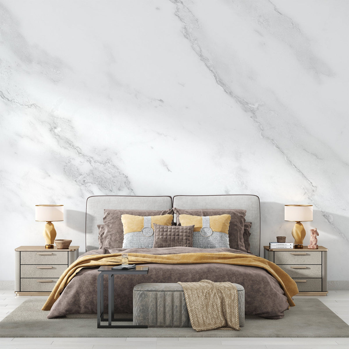 White Marble Imitation Wallpaper