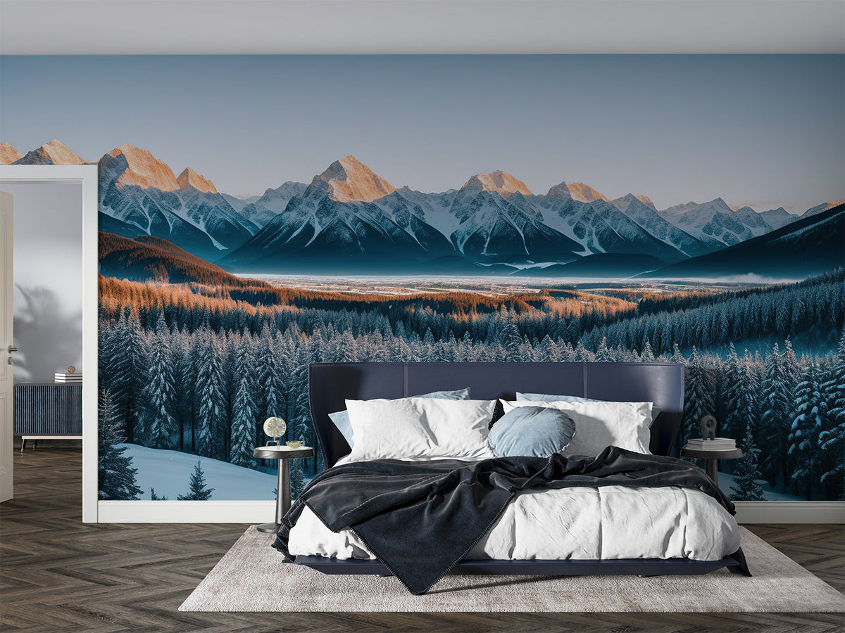 Papier Peint Panoramique Montagne Neige