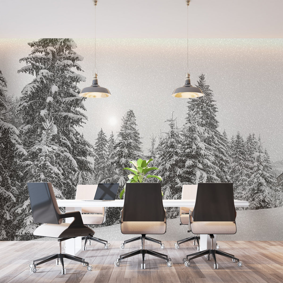 Black and White Fir Wallpaper