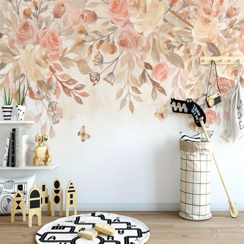 Papier Peint Fleur  Papillons et Fleurs