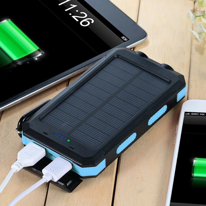 Batterie Solaire Étanche 500000mAh - Chargeur Portable avec Lampe Torche LED