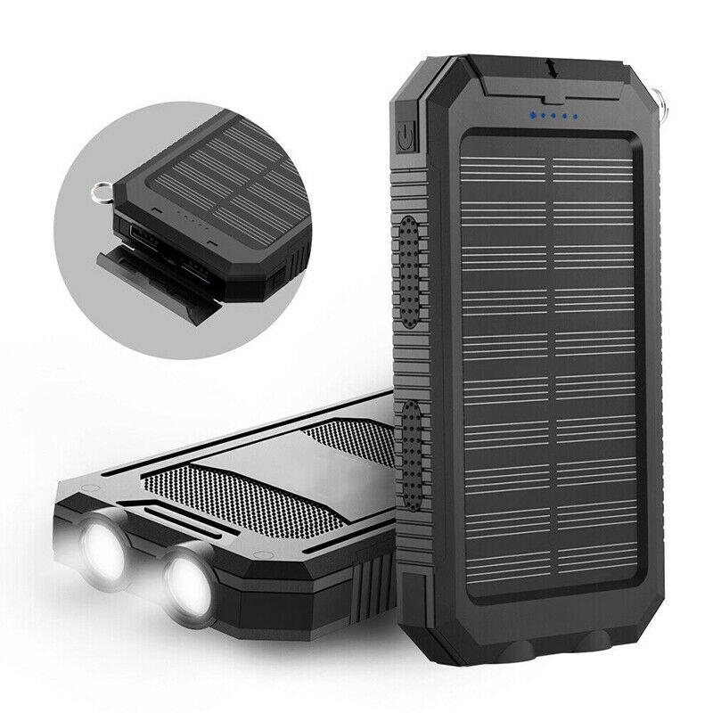 Batterie Solaire Étanche 500000mAh - Chargeur Portable avec Lampe Torche LED