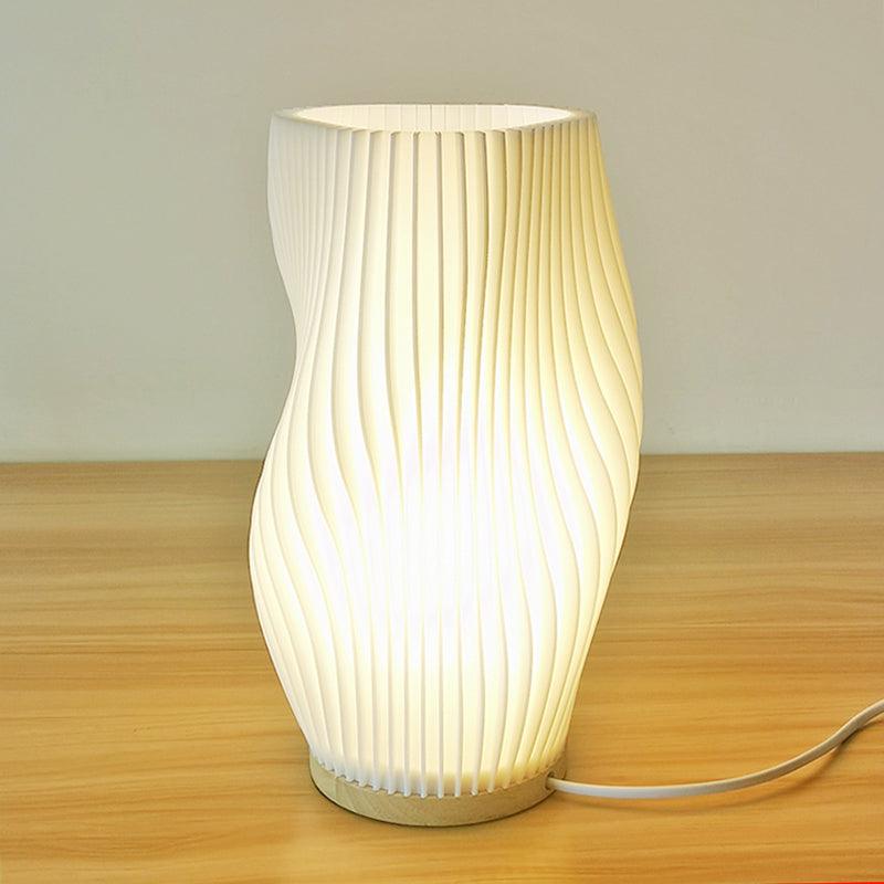 Lampe de Bureau Crème Élégante - Design Plissé et Éclairage Ambiant