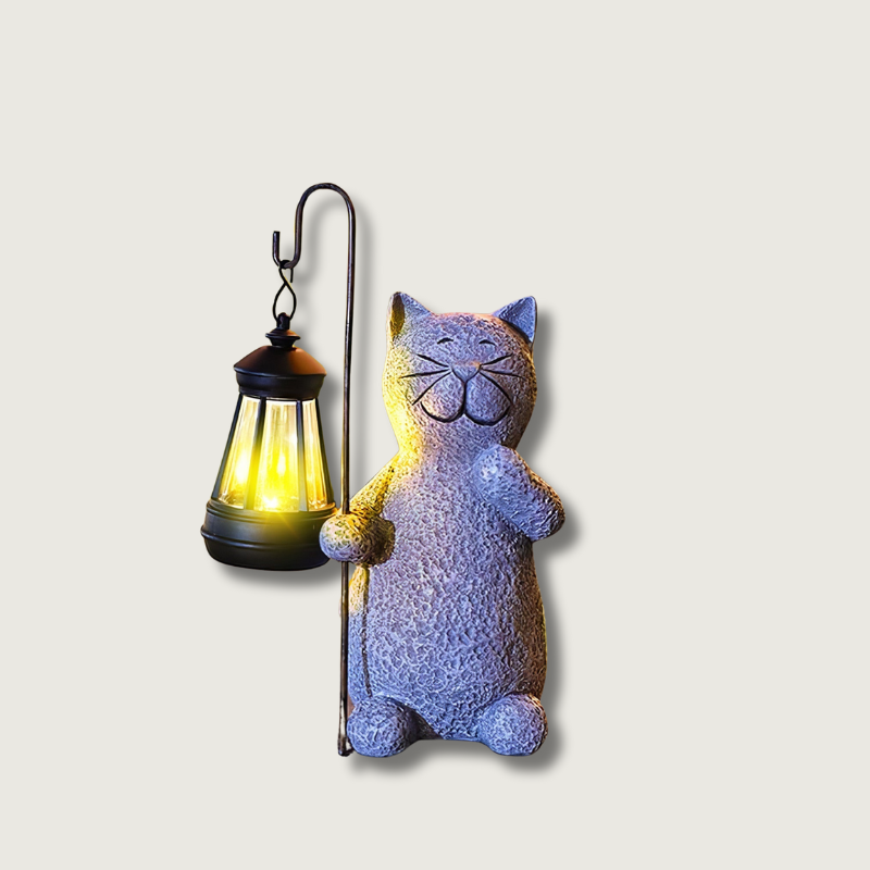Lampe Solaire Chat Doré - Éclairez Votre Jardin avec Magie