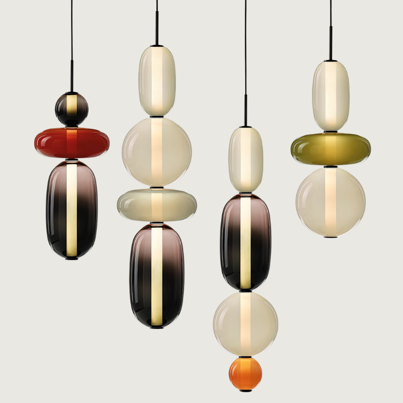 Luminaire Suspendu en Verre Coloré - Éclairage LED Ajustable et Élégant