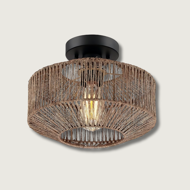 Lampe Plafonnier en Rotin - Style Boho Chic et Élégant