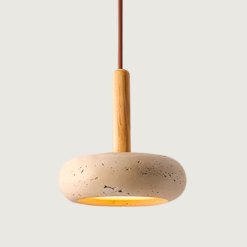 Lampe Suspendue en Travertin Jaune - Élégance et Charme Organique