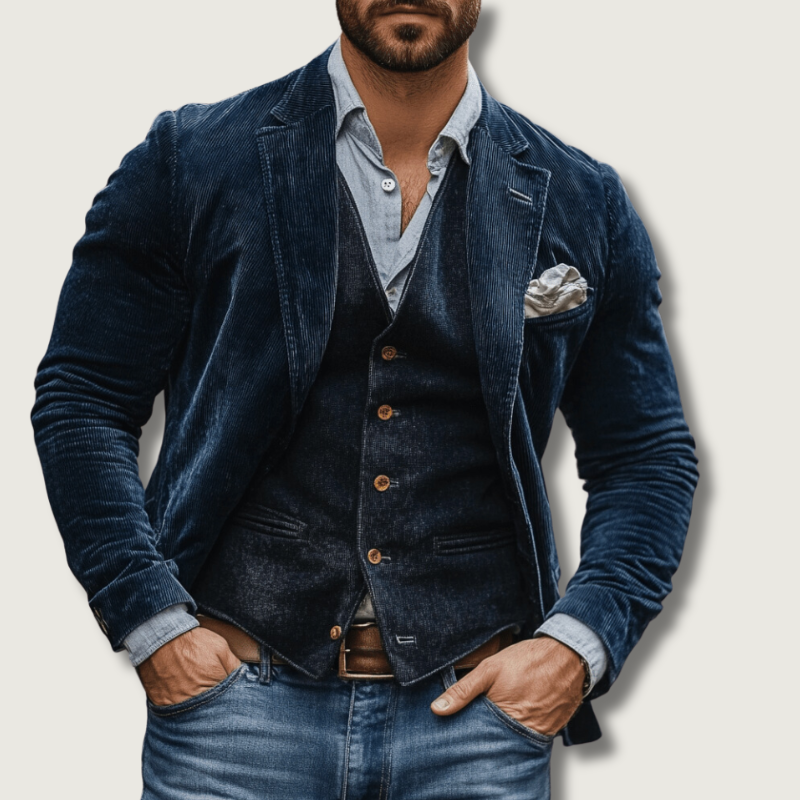 Ensemble Blazer et Gilet pour Hommes - Élégance Vintage et Confort Optimal