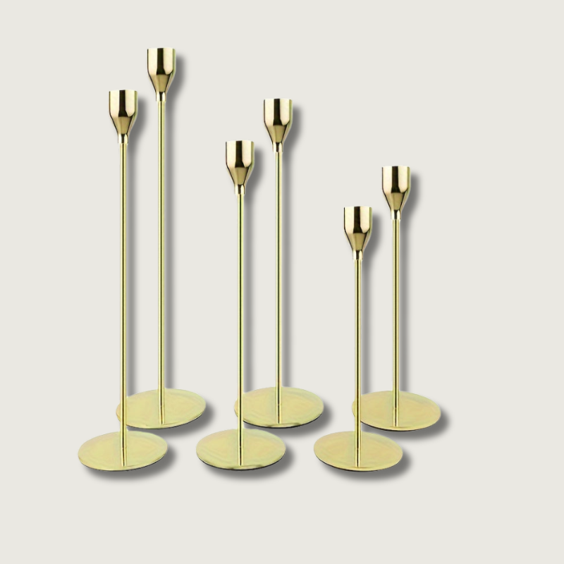 Ensemble de Candelabres Noir et Or - Luxe Élégant pour Événements Spéciaux