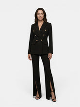 Tailleur pantalon blanc femme Sophia blazer croisé boutons dorés revers V
