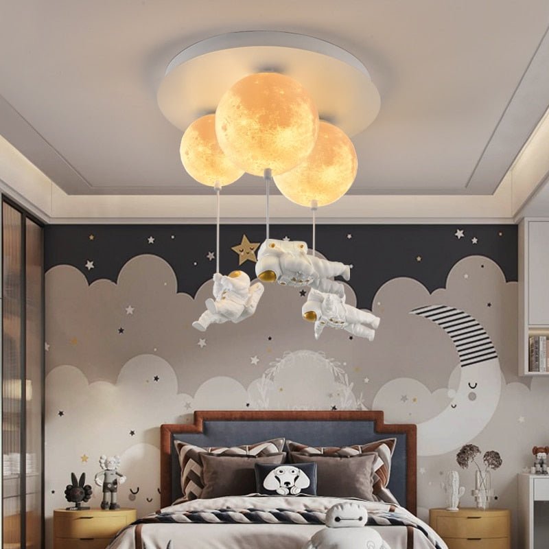 Lampe Spaceman en Forme de Lune - Ambiance Intergalactique pour Enfants