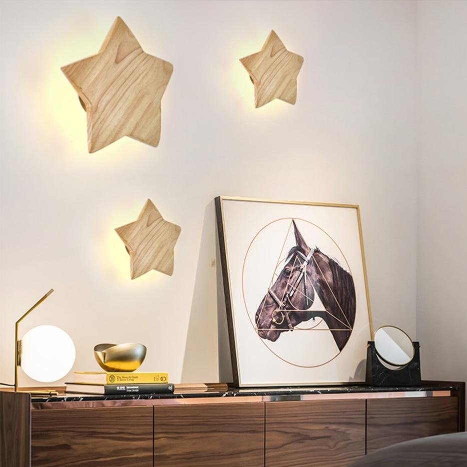 Applique Murale en Bois Massif - Éclairage Écologique pour Chambre d'Enfant