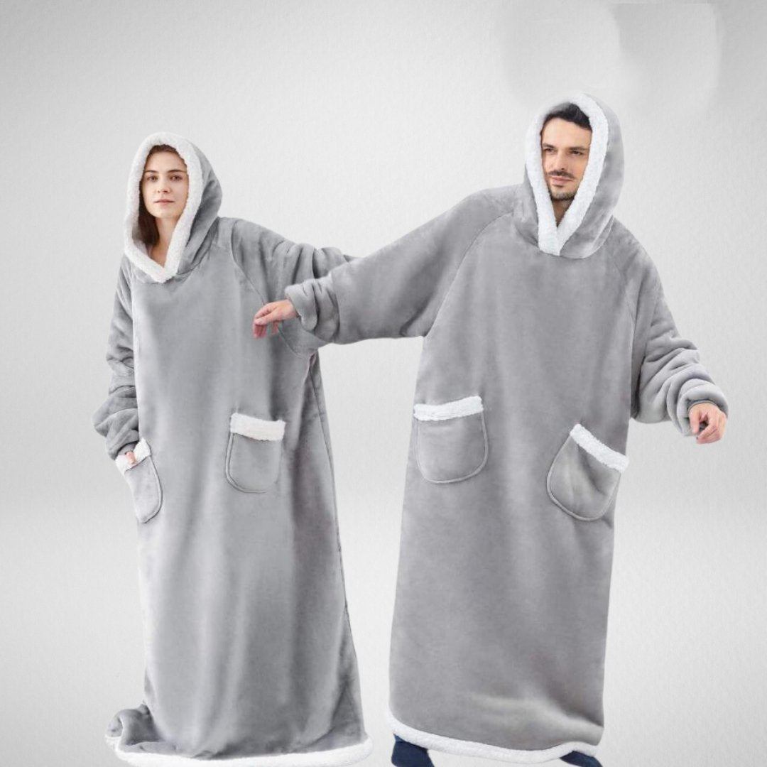 Couverture à Capuche Oversize - Confort Douillet en Microfleece et Sherpa