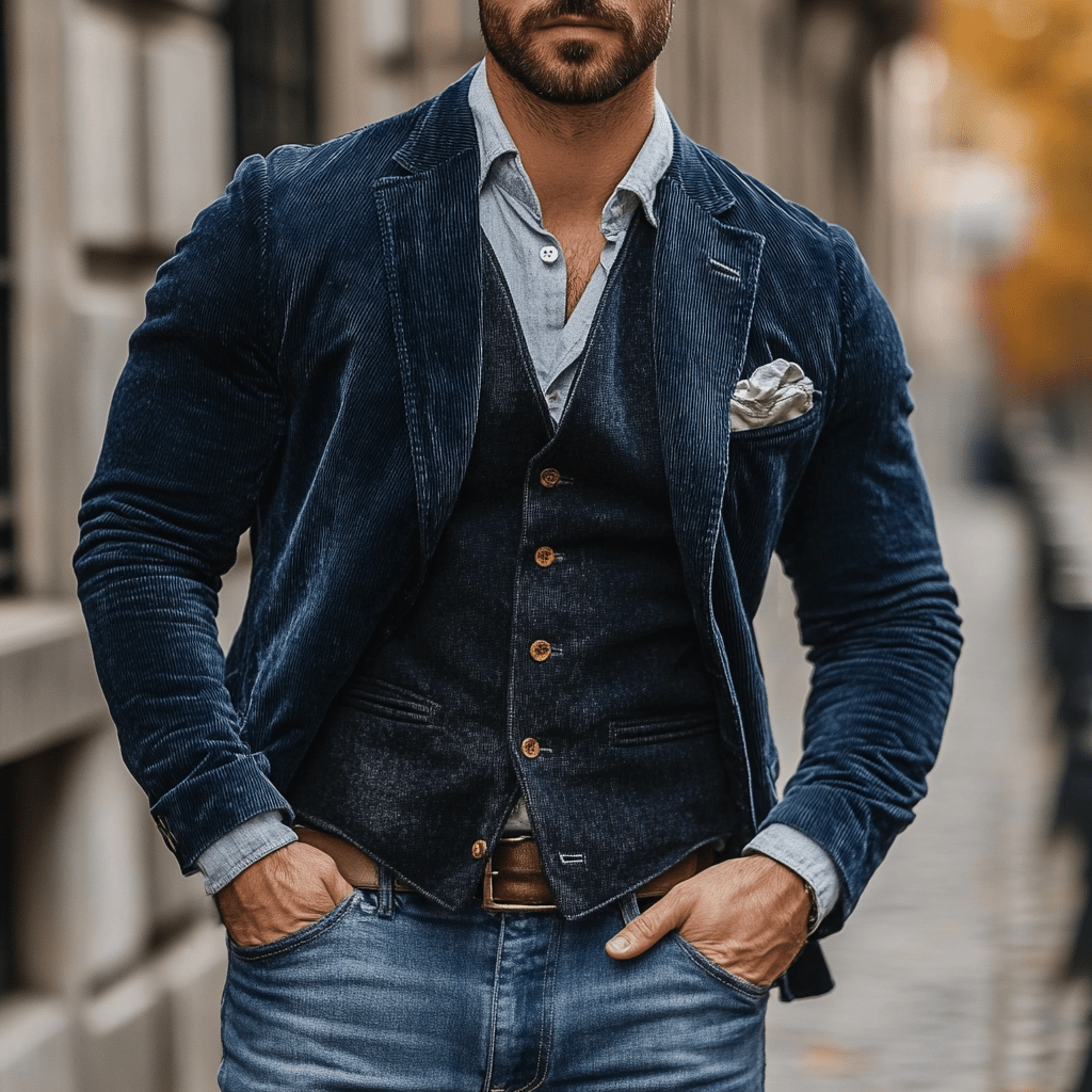 Ensemble Blazer et Gilet pour Hommes - Élégance Vintage et Confort Optimal