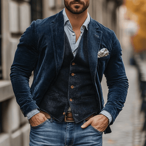 Ensemble Blazer et Gilet pour Hommes - Élégance Vintage et Confort Optimal
