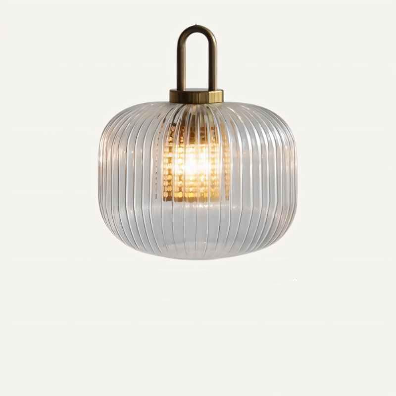 Luminaire Suspendu en Verre Rayé - Éclairage Élégant et Ambiance Chaleureuse