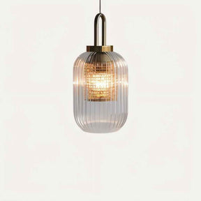 Luminaire Suspendu en Verre Rayé - Éclairage Élégant et Ambiance Chaleureuse