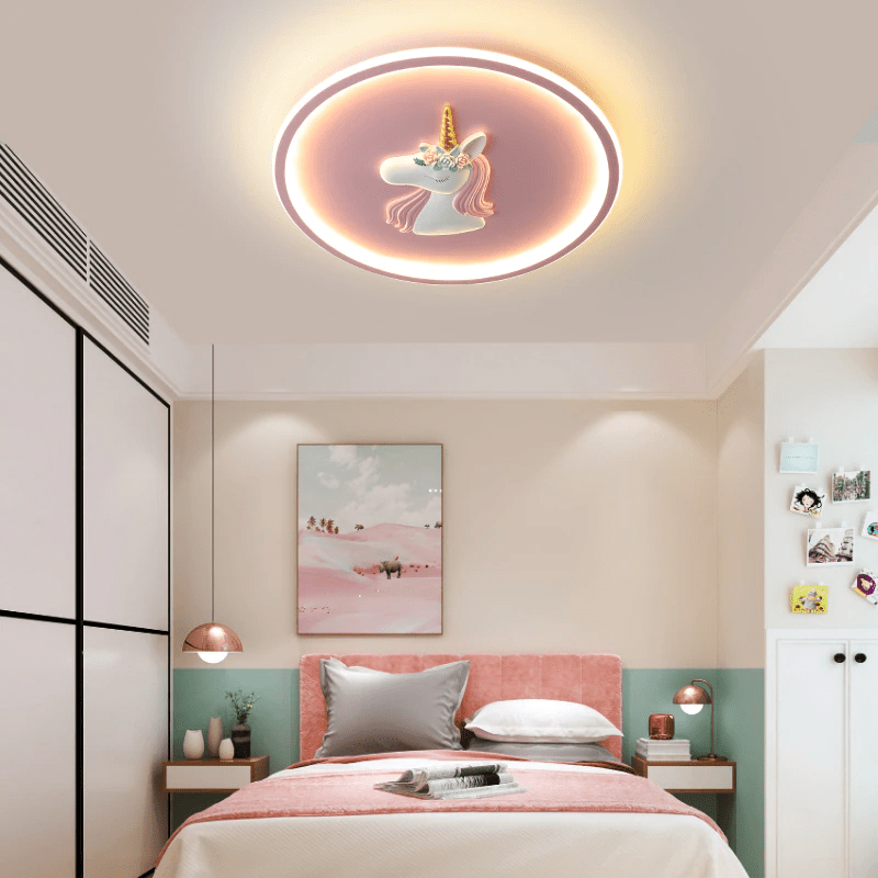 Lampe de Plafond Licorne Magique - Éclairage Doux pour Chambre d'Enfant